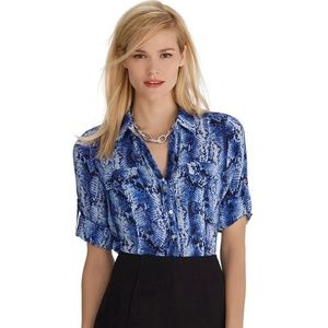 WHBM silk snake print blue blouse - Sz 12